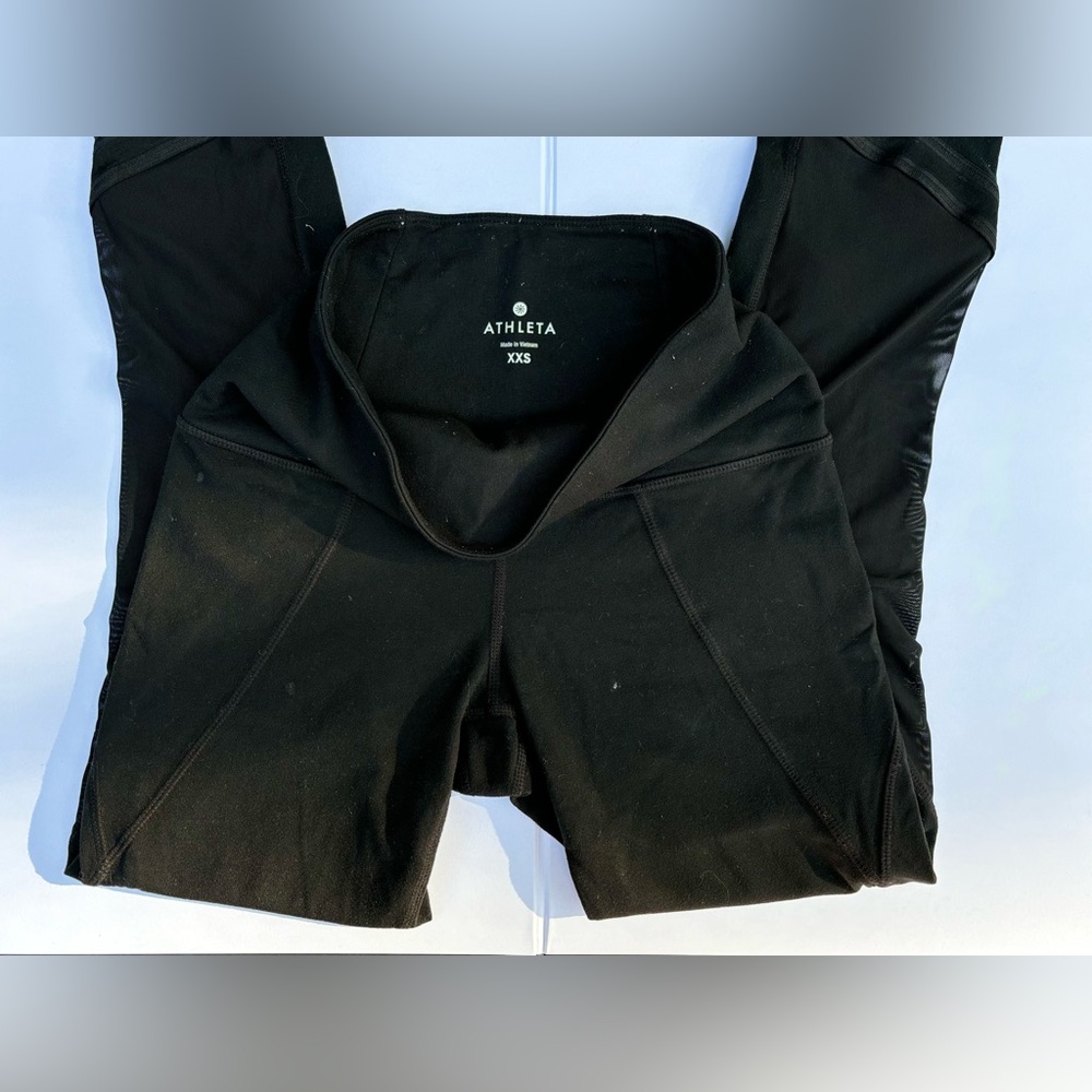 ATHLETA Black Mesh Side Accent Leggings